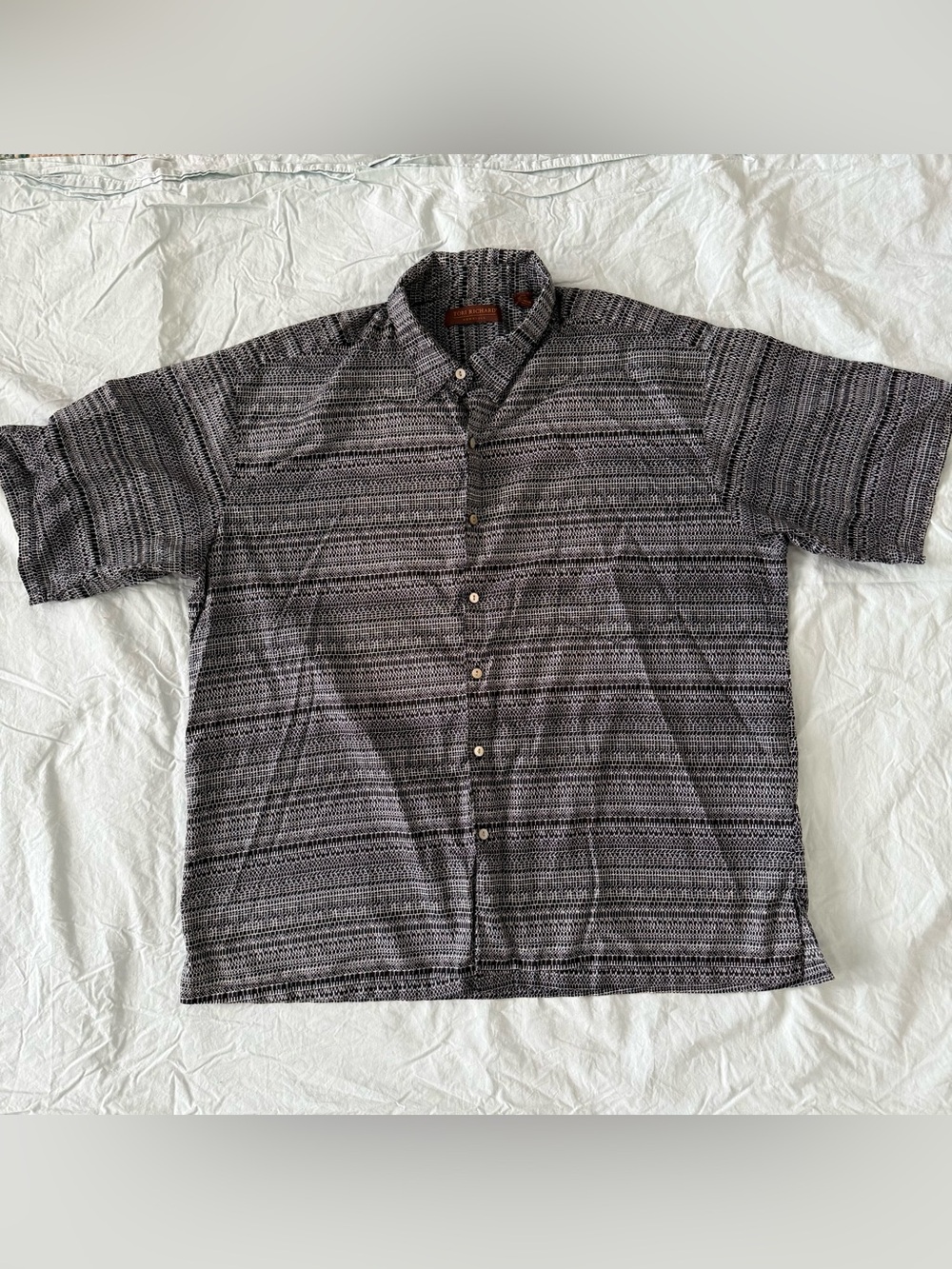 Tori Richard Honolulu Short-Sleeve Button-Down in Alphabet Stripe
